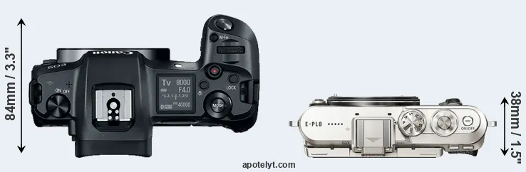 Compare Canon R versus E-PL8 top