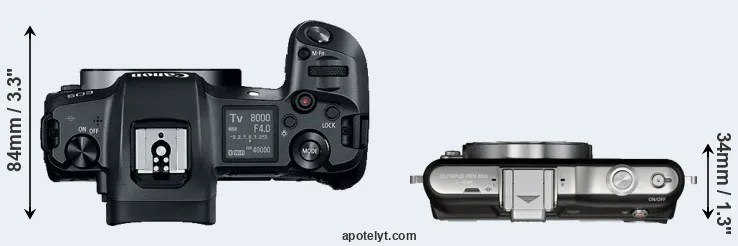 Compare Canon R versus E-PM1 top