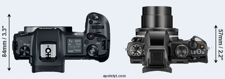 Compare Canon R versus Stylus 1 top