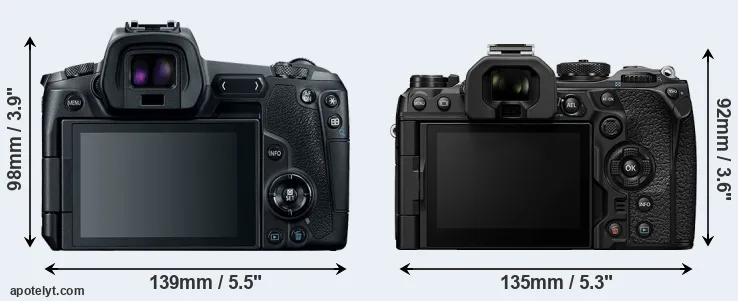 Comparison Canon R or OM-1 II rear