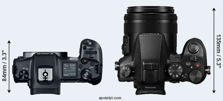 Compare Canon R versus FZ2500 top