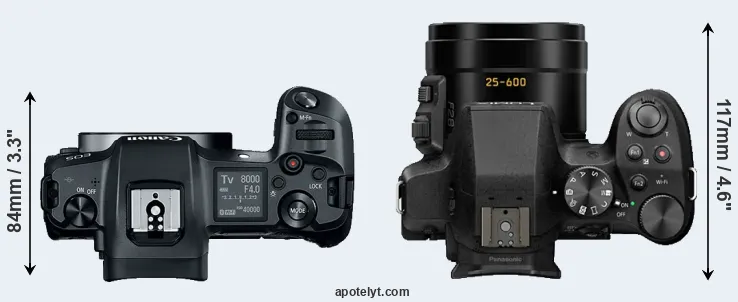 Compare Canon R versus FZ330 top