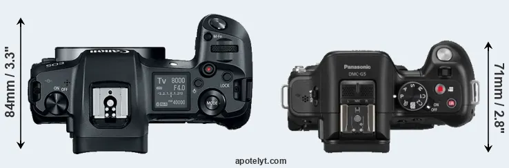 Compare Canon R versus G5 top