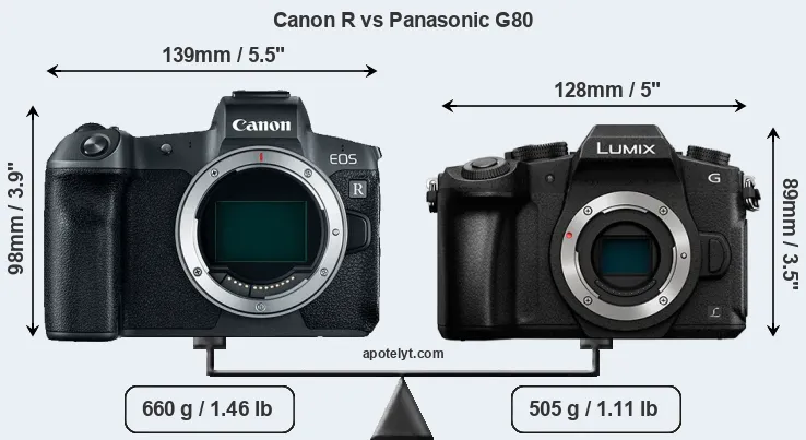 Size Canon R vs Panasonic G80