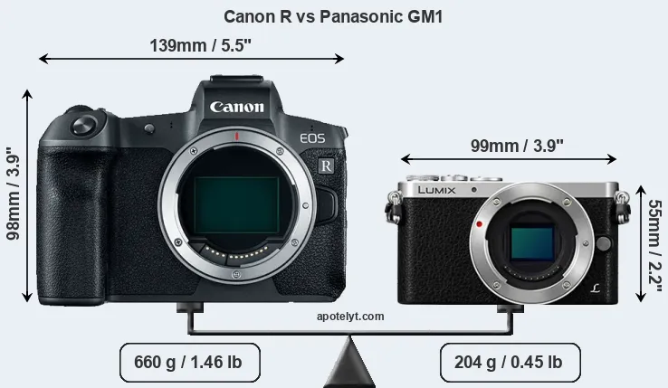 Size Canon R vs Panasonic GM1
