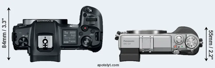 Compare Canon R versus GX7 top