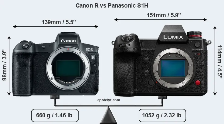 Size Canon R vs Panasonic S1H