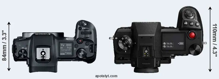 Compare Canon R versus S1H top
