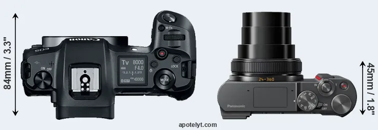 Compare Canon R versus ZS200 top