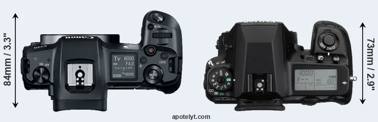 Compare Canon R versus K-5 top