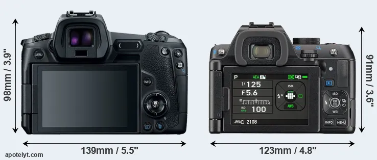 Comparison Canon R or K-S2 rear