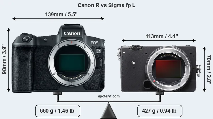 Size Canon R vs Sigma fp L