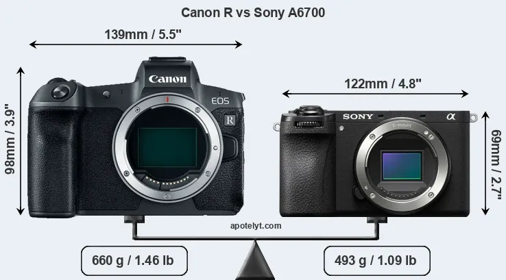 Size Canon R vs Sony A6700