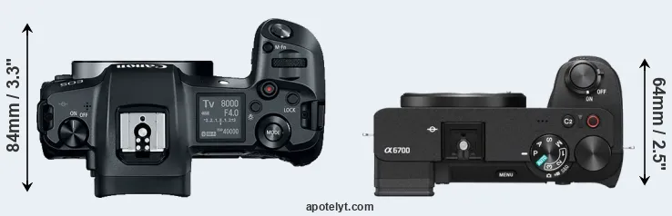 Compare Canon R versus A6700 top