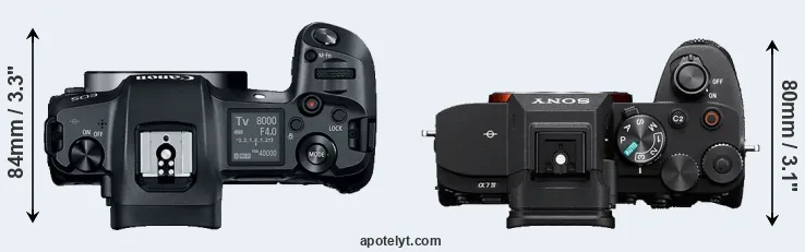 Compare Canon R versus A7 IV top