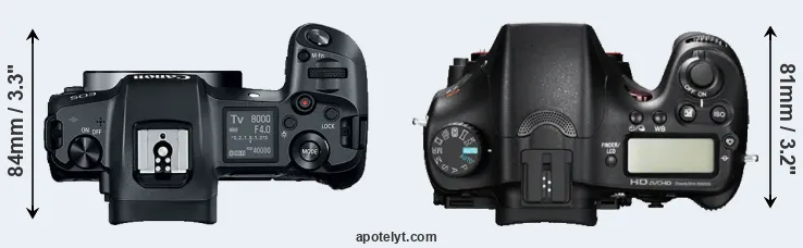 Compare Canon R versus A77 top