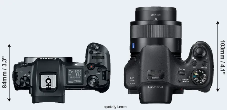Compare Canon R versus HX350 top