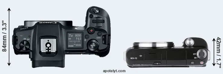 Compare Canon R versus NEX-F3 top