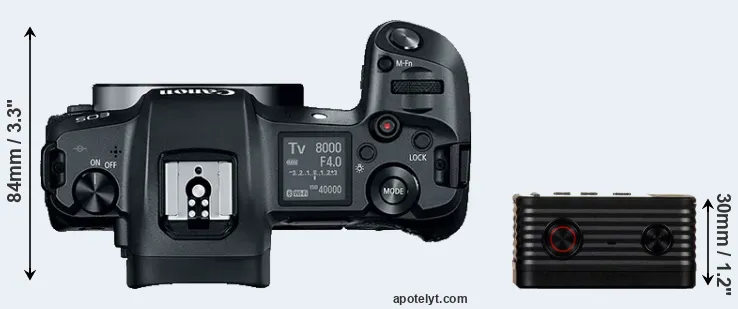 Compare Canon R versus RX0 top