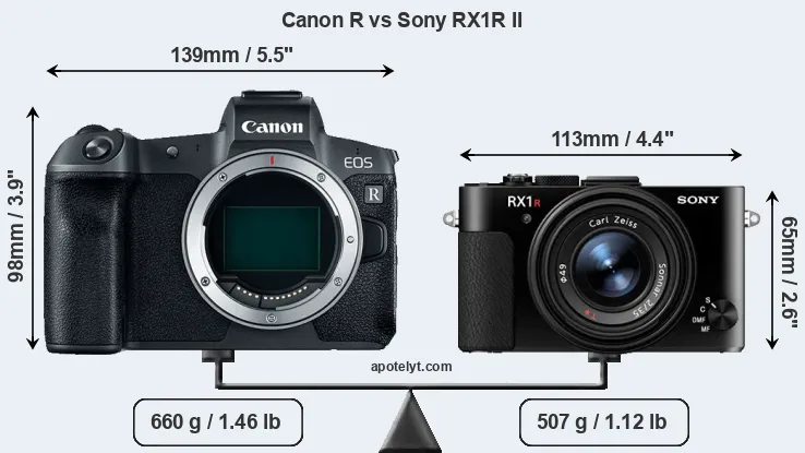 Size Canon R vs Sony RX1R II
