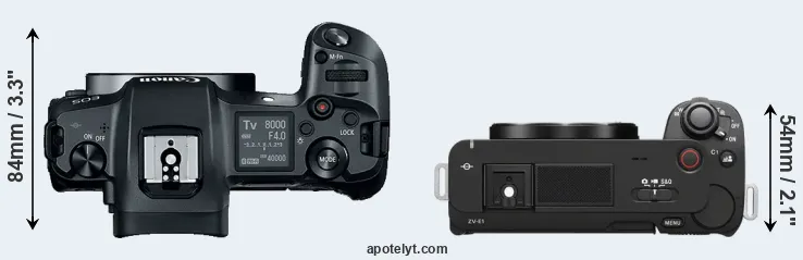 Compare Canon R versus ZV-E1 top