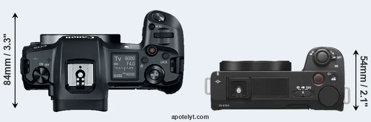Compare Canon R versus ZV-E10 II top