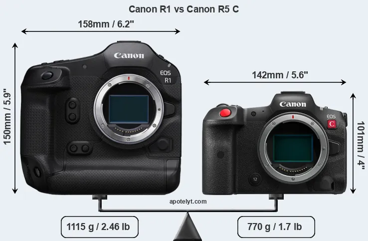 Size Canon R1 vs Canon R5 C