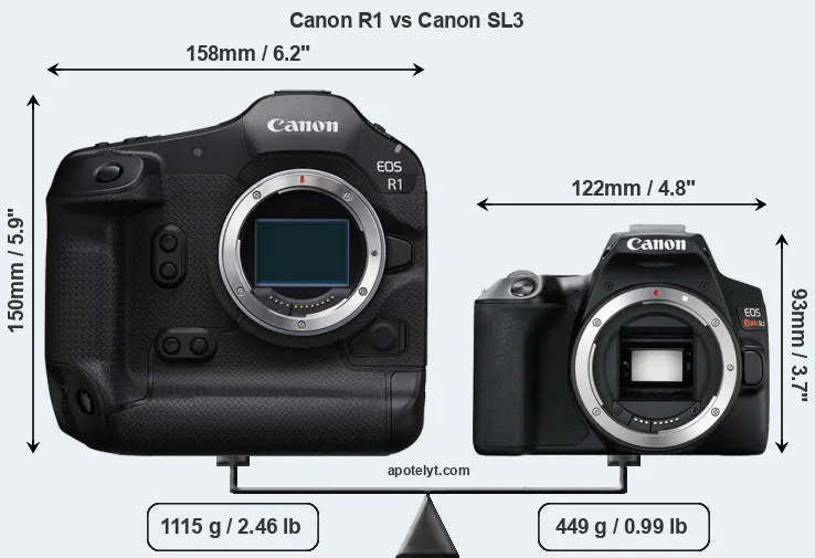 Size Canon R1 vs Canon SL3