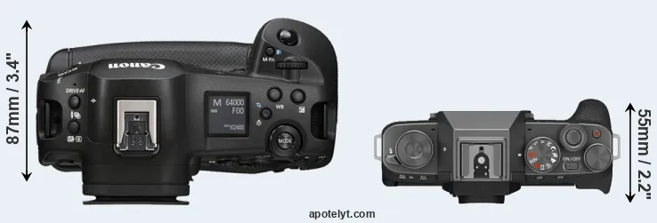 Compare R1 versus X-T200 top