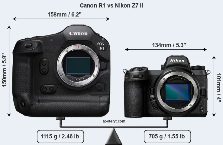 Size Canon R1 vs Nikon Z7 II
