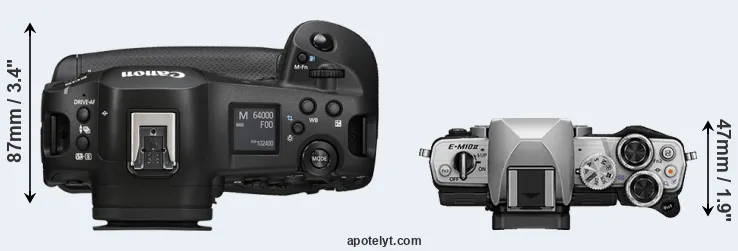 Compare R1 versus E-M10 II top