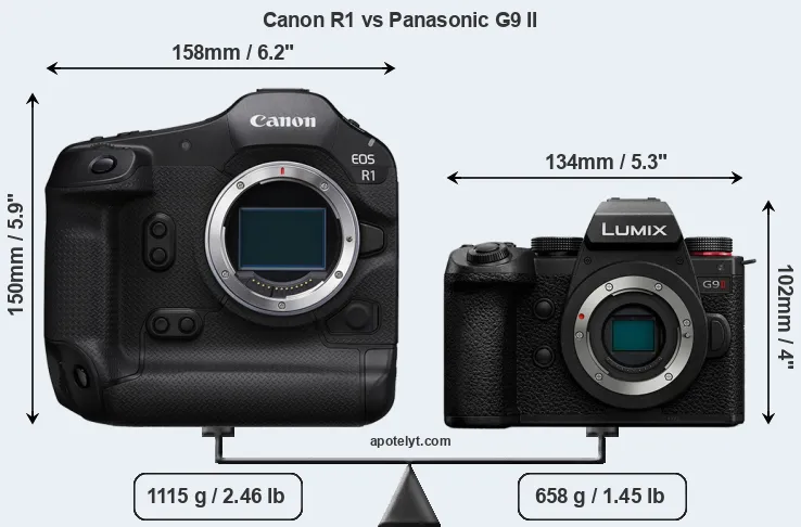 Size Canon R1 vs Panasonic G9 II