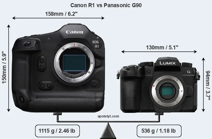 Size Canon R1 vs Panasonic G90