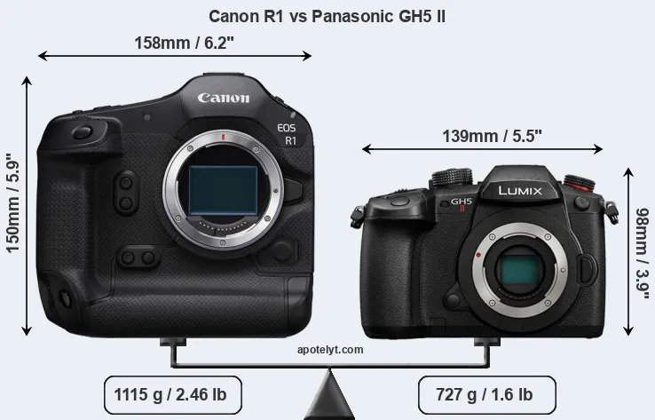 Size Canon R1 vs Panasonic GH5 II