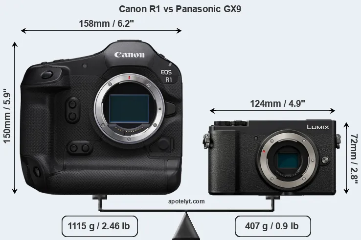 Size Canon R1 vs Panasonic GX9