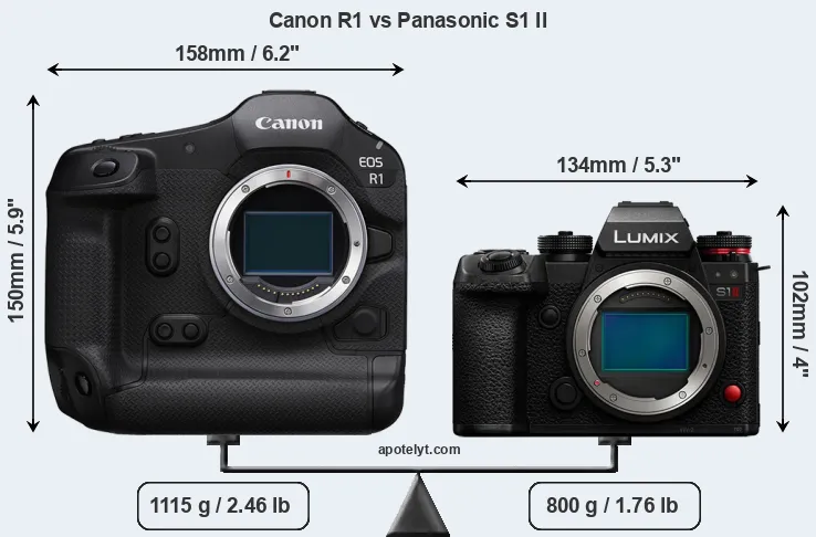 Size Canon R1 vs Panasonic S1 II