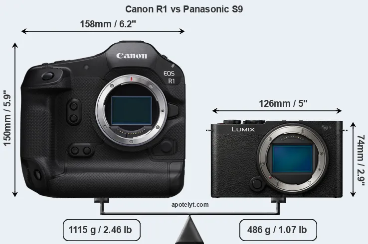 Size Canon R1 vs Panasonic S9