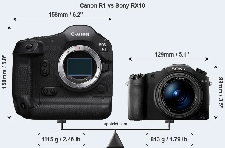 Size Canon R1 vs Sony RX10