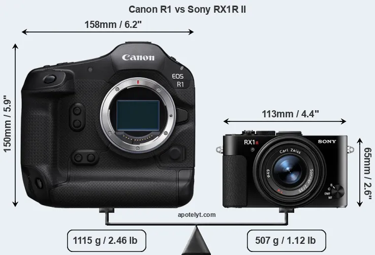Size Canon R1 vs Sony RX1R II