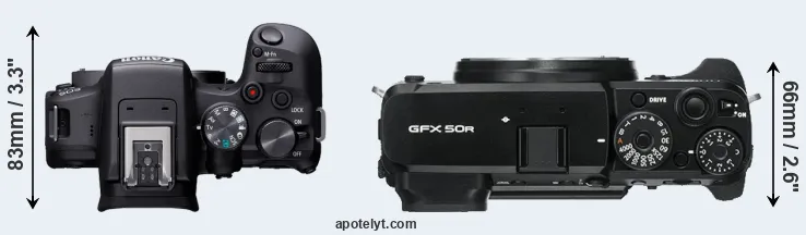 Compare R10 versus GFX 50R top