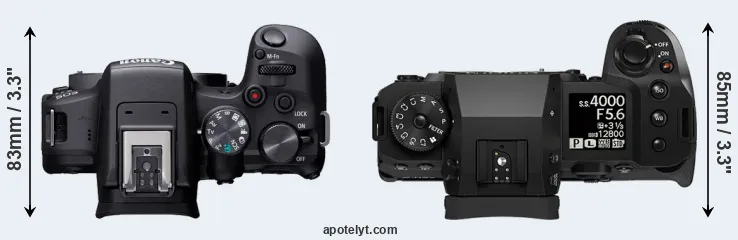 Compare R10 versus X-H2 top