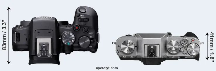 Compare R10 versus X-T10 top
