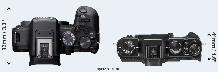 Compare R10 versus X-T20 top