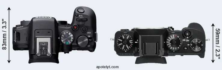 Compare R10 versus X-T3 top