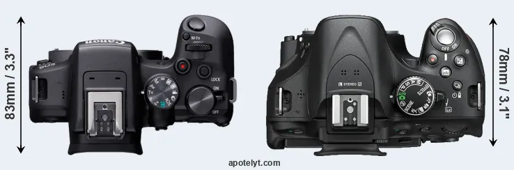 Compare R10 versus D5200 top