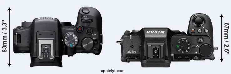 Compare R10 versus Z50 II top