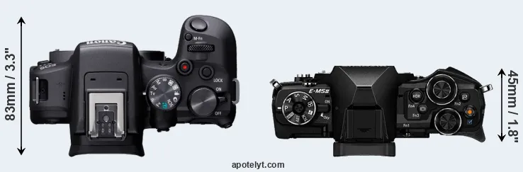 Compare R10 versus E-M5 II top
