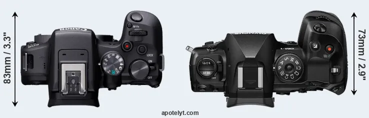 Compare R10 versus OM-1 top