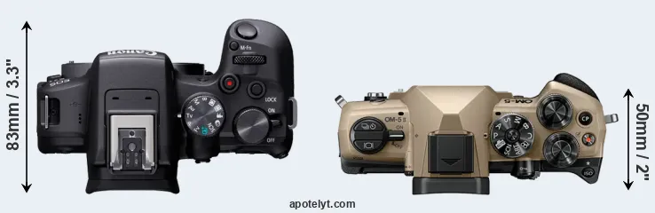 Compare R10 versus OM-5 II top