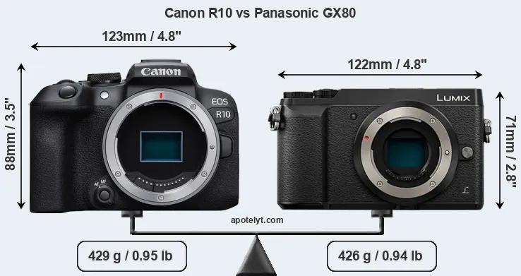 Size Canon R10 vs Panasonic GX80